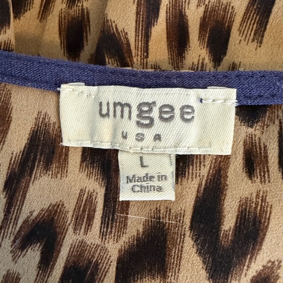 Umgee Hi-Low Leopard Print Mixed Media Dress Linen Blend | Large - Picture 3 of 4